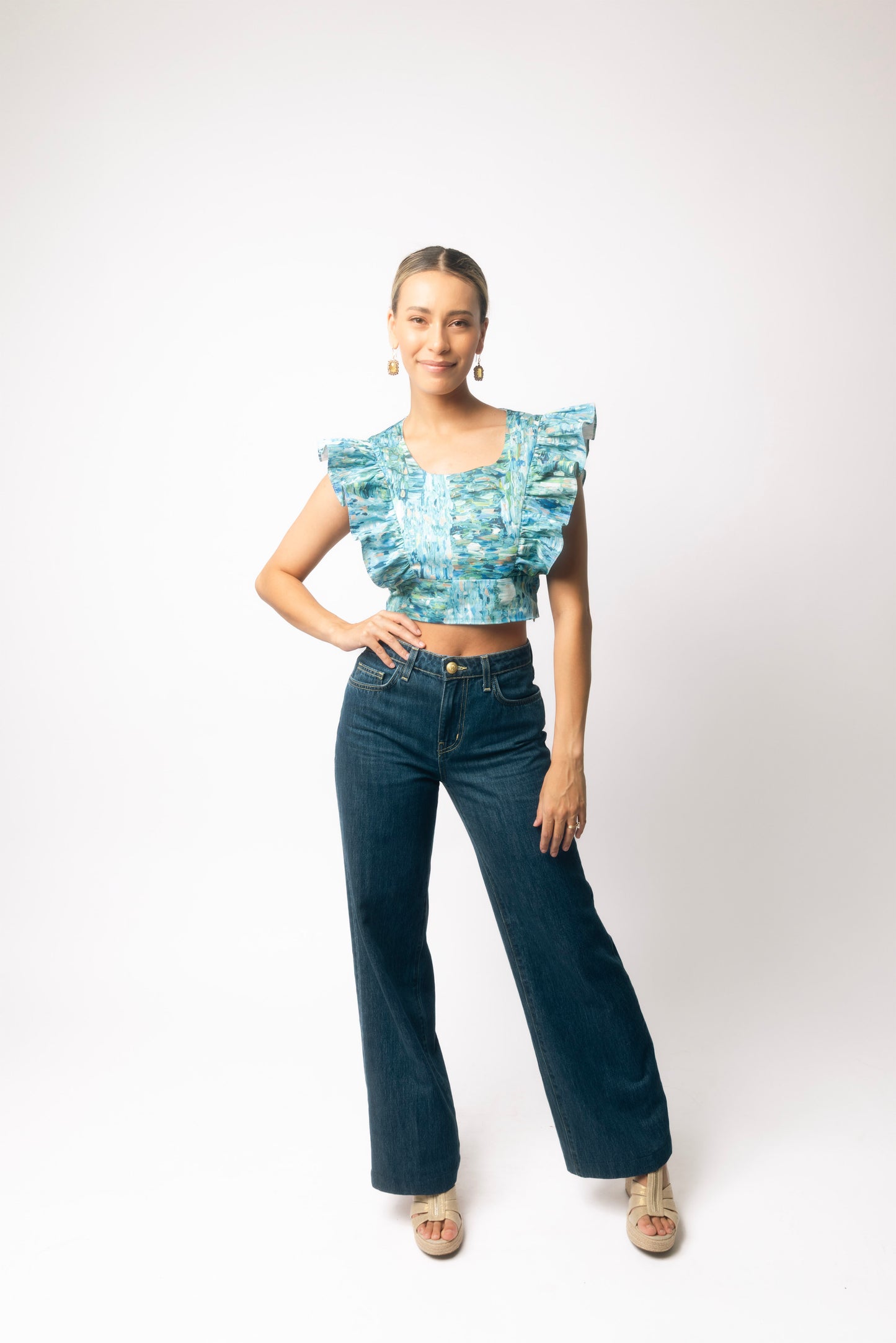 Cotton Sateen Flutter Sleeve Shirt - Light of the Seekers