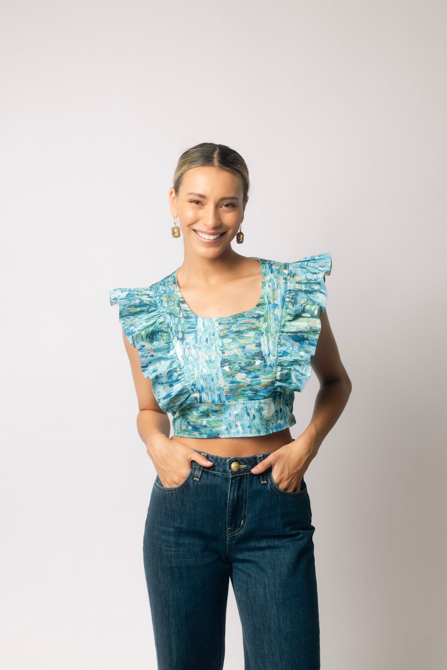 Cotton Sateen Flutter Sleeve Shirt - Light of the Seekers