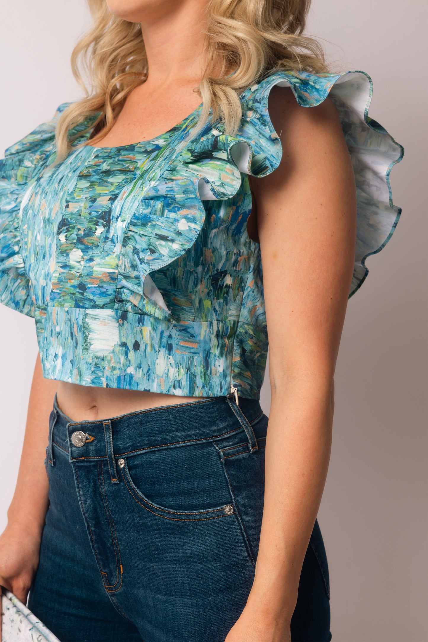 Cotton Sateen Flutter Sleeve Shirt - Light of the Seekers