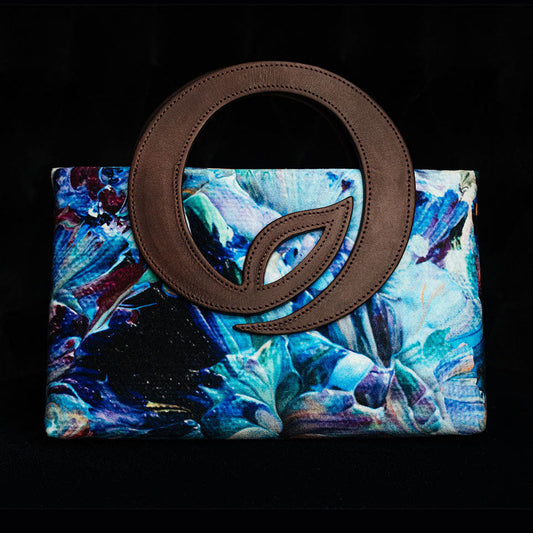 Handbag - Expansion- Leaf Leather Handle in Chocolate