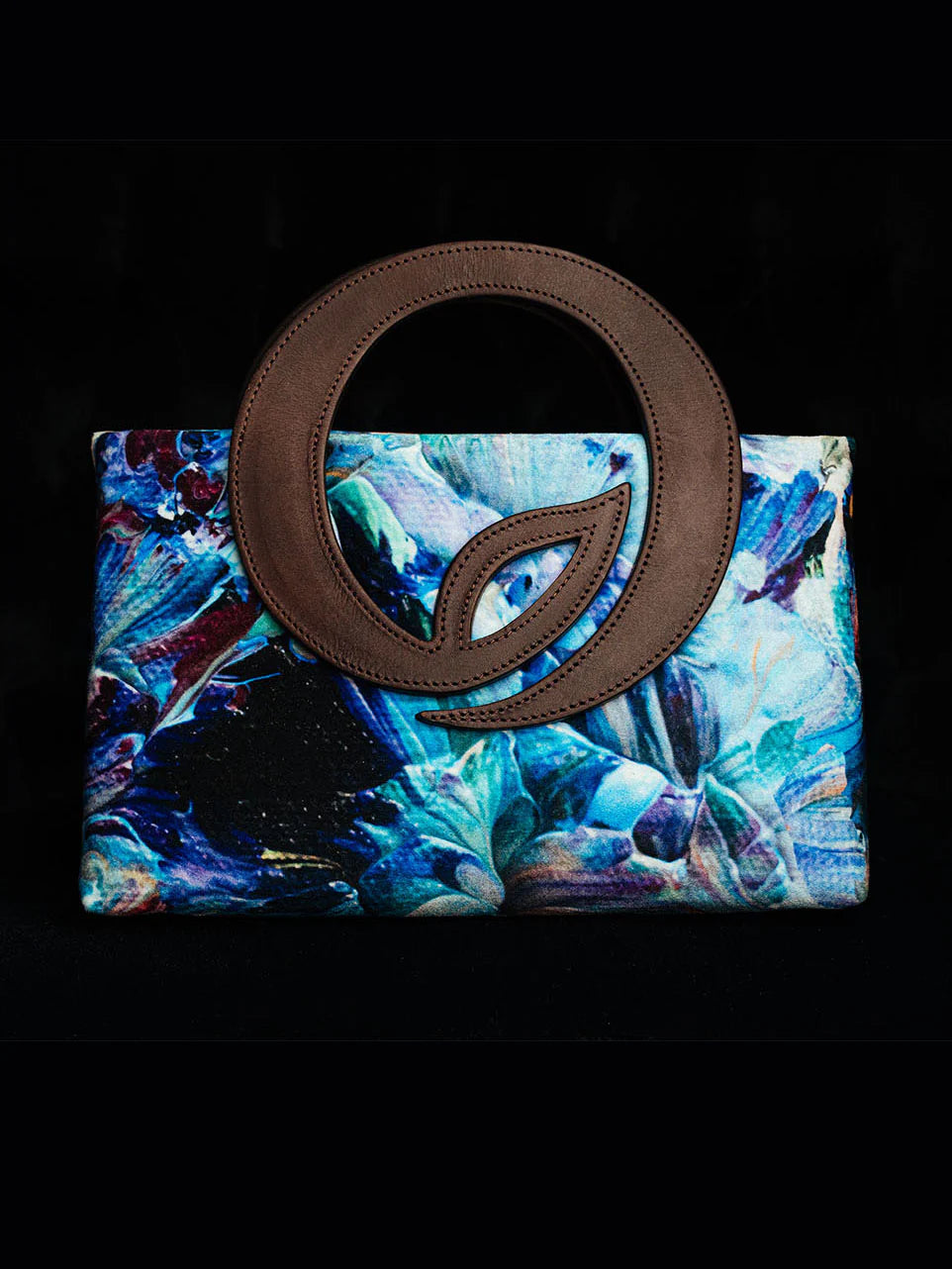 Handbag - Expansion- Leaf Leather Handle in Chocolate