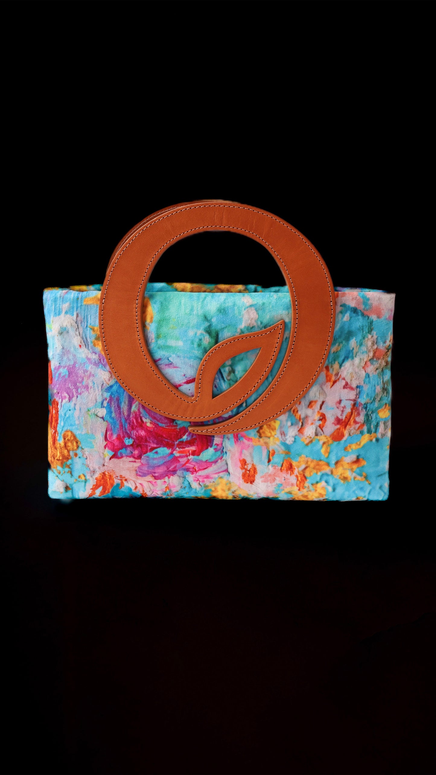 Handbag - Our Little Angel- Leaf Leather Handle in Caramel