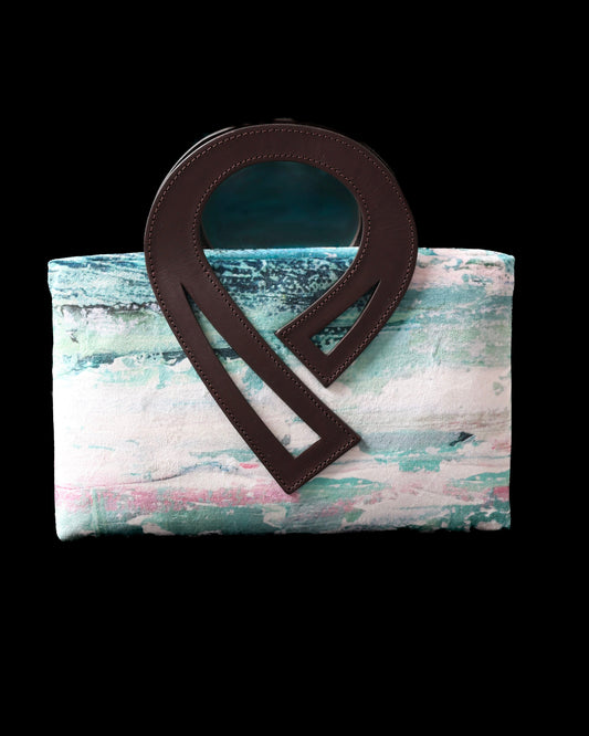 Handbag with a unique design on a black background