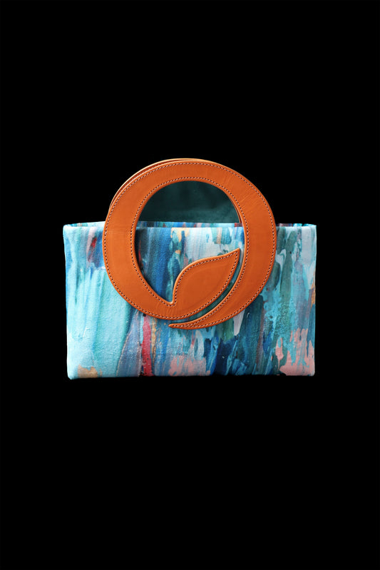 Handbag - Among the Reeds- Leaf Leather Handle in Caramel