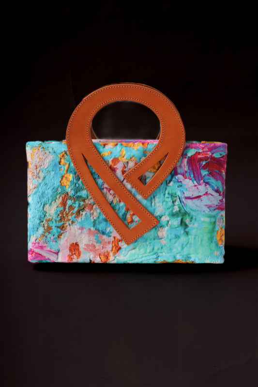 Handbag - Our Little Angel- Angular Leather Handle in Caramel