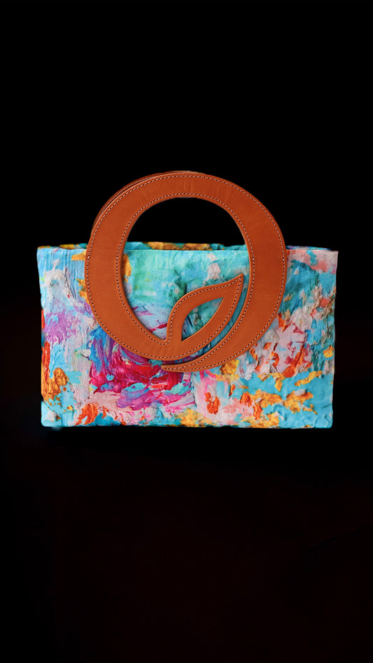Handbag - Our Little Angel- Leaf Leather Handle in Caramel